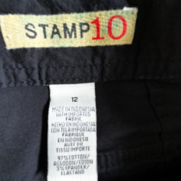 Stamp 10 Size 12 Women's Bermuda Dress Walking Shorts Black Roll up hem - Picture 5 of 5